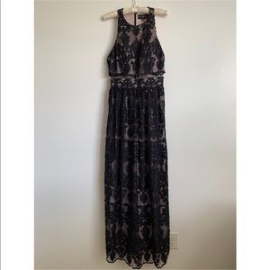 Betsy Adam lace floor length dress